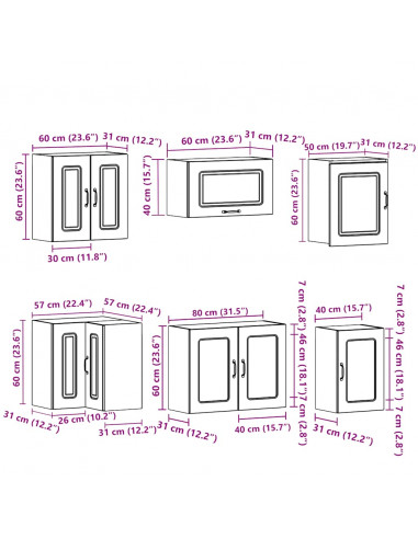 Set Mobili da Cucina 11 pz Kalmar Bianchi Lucido in Truciolato
