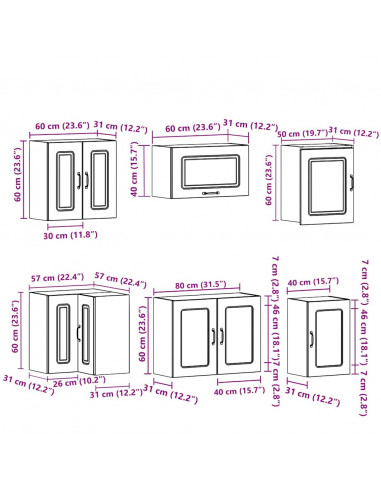 Set Mobili da Cucina 11 pz Kalmar Legno Vecchio in Truciolato
