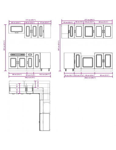 Set Mobili da Cucina 11 pz Kalmar Rovere Sonoma in Truciolato