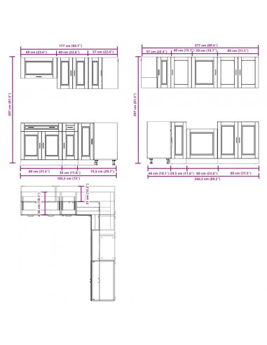 Set Mobili da Cucina 11 pz Porto Bianchi Legno Multistrato
