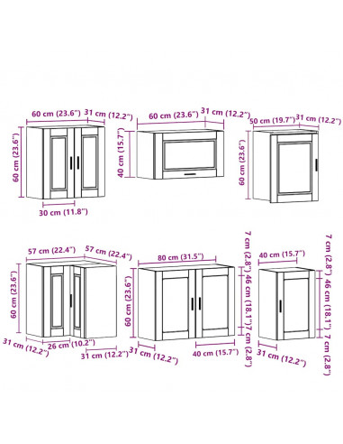 Set Mobili da Cucina 11 pz Porto Bianchi Legno Multistrato