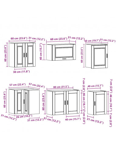 Set Mobili da Cucina 11 pz Porto Grigio Cemento in Truciolato