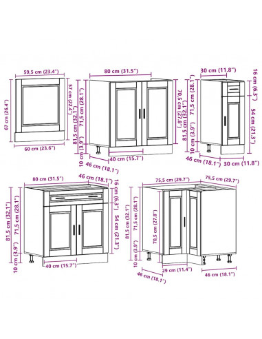 Set Mobili da Cucina 11 pz Porto Neri Legno Multistrato