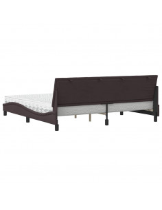 Letto con Materasso Hanko Marrone Scuro 200x200 cm in Tessuto 2
