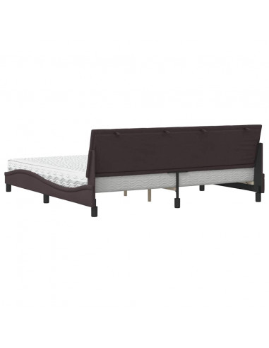 Letto con Materasso Hanko Marrone Scuro 200x200 cm in Tessuto