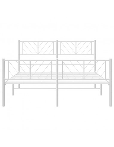 Giroletto con Testiera e Pediera Metallo Bianco 160x200 cm