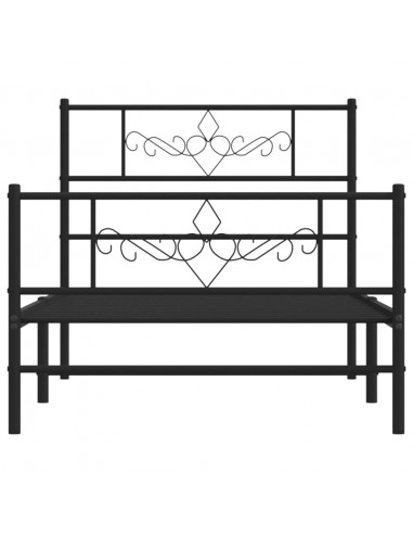 Giroletto con Testiera e Pediera Metallo Nero 90x200 cm