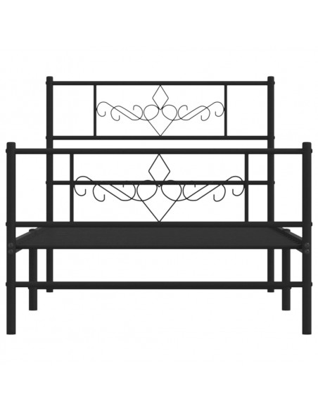 Giroletto con Testiera e Pediera Metallo Nero 90x200 cm
