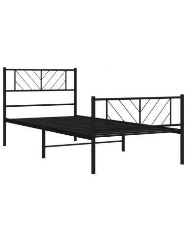 Giroletto con Testiera e Pediera Metallo Nero 90x200 cm