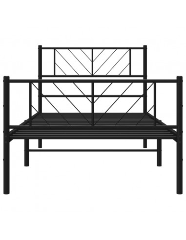 Giroletto con Testiera e Pediera Metallo Nero 90x200 cm