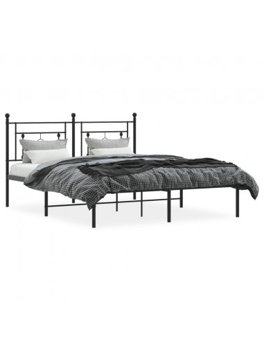 Giroletto con Testiera in Metallo Nero 160x200 cm