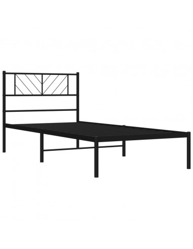 Giroletto con Testiera in Metallo Nero 90x200 cm