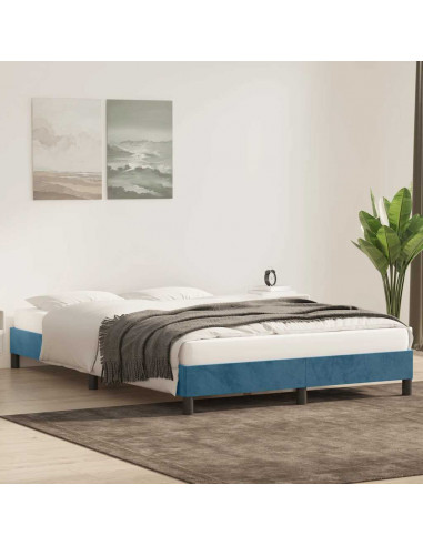 Giroletto senza Materasso Blu Scuro 160x210 cm in Velluto