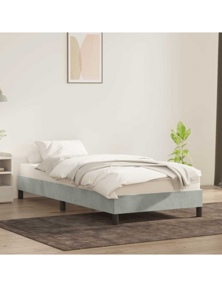 Giroletto senza Materasso Grigio Chiaro 90x220 cm Velluto