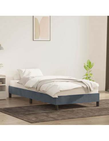 Giroletto senza Materasso Grigio Scuro 100x220 cm Velluto