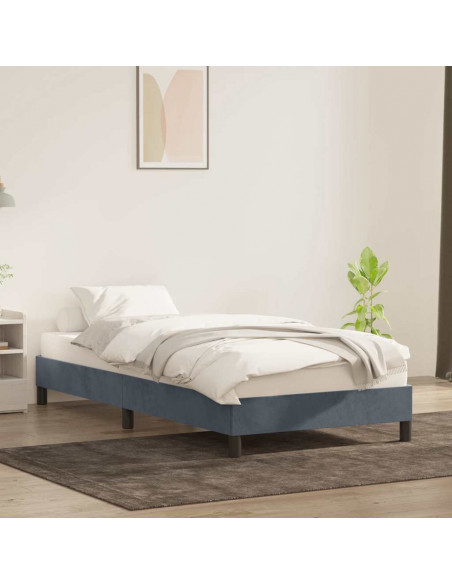 Giroletto senza Materasso Grigio Scuro 100x220 cm Velluto