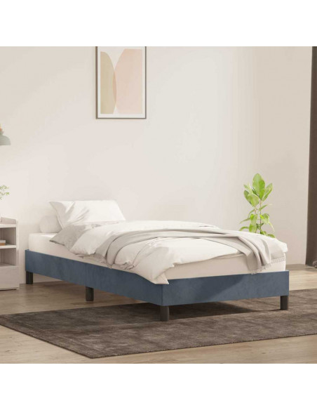 Giroletto senza Materasso Grigio Scuro 90x220 cm Velluto