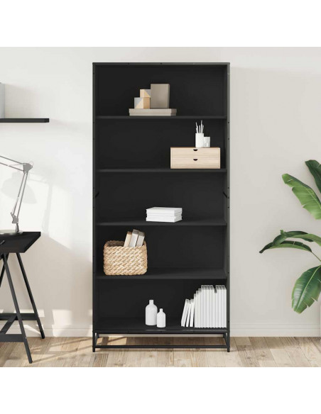 Libreria Nera 80,5x35x170,5 cm in Truciolato