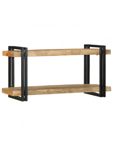 Mensola da Parete 90x33x45 cm in Legno Massello di Mango Grezzo