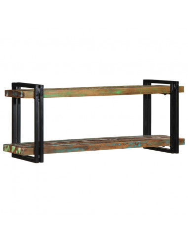 Mensola da Parete Multicolore in Legno Massello di Recupero