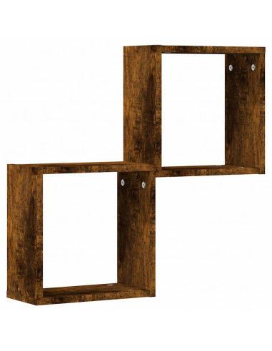 Mensole a Cubo 2 pz Rovere Fumo 30x15x30 cm