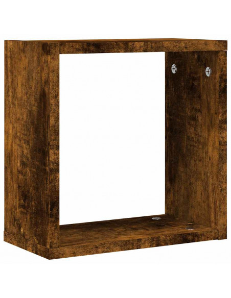 Mensole a Cubo 2 pz Rovere Fumo 30x15x30 cm