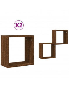 Mensole a Cubo 2 pz Rovere Marrone 30x15x30 cm 2