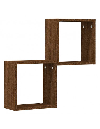 Mensole a Cubo 2 pz Rovere Marrone 30x15x30 cm