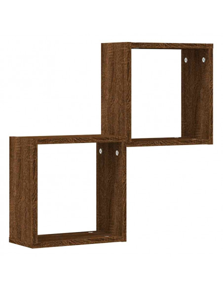 Mensole a Cubo 2 pz Rovere Marrone 30x15x30 cm