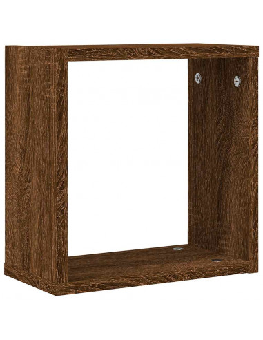 Mensole a Cubo 2 pz Rovere Marrone 30x15x30 cm