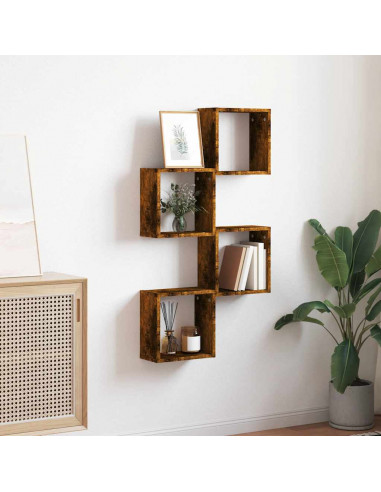 Mensole a Cubo 4 pz Rovere Fumo 30x15x30 cm