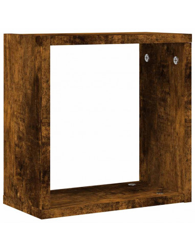 Mensole a Cubo 4 pz Rovere Fumo 30x15x30 cm
