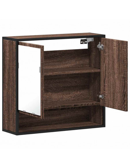 Mobile Bagno Specchio Rovere Marrone 65x20x60 Legno Multistrato