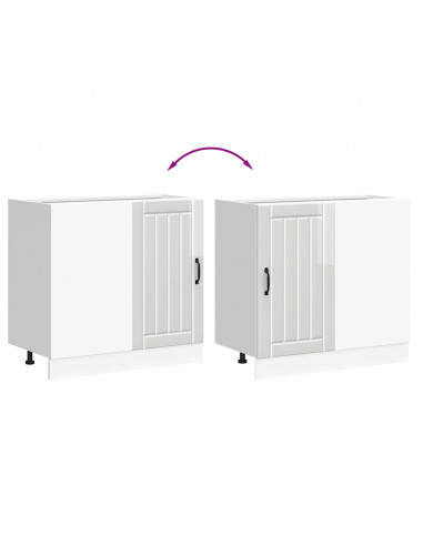 Mobile Base Lavello Lucca Bianco Lucido in Legno Multistrato