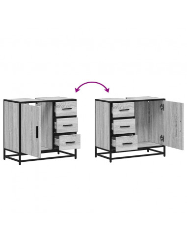 Mobile Lavabo Bagno Grigio Sonoma 65x33x60 cm Legno Multistrato