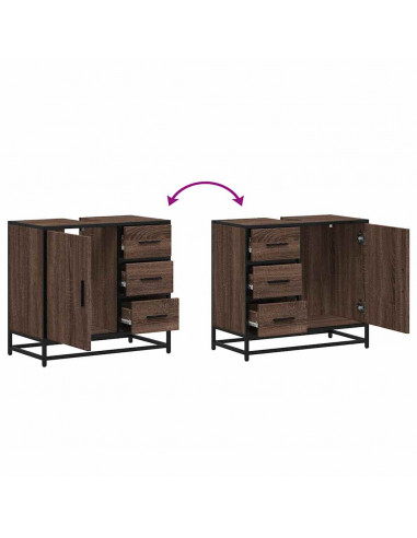 Mobile Lavabo Bagno Rovere Marrone 65x33x60cm Legno Multistrato