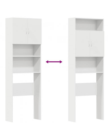 Mobile Lavatrice Bianco 64x24x190 cm in Legno Multistrato