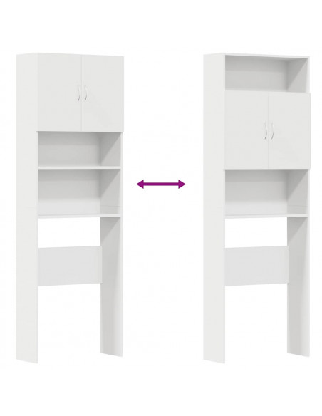 Mobile Lavatrice Bianco 64x24x190 cm in Legno Multistrato
