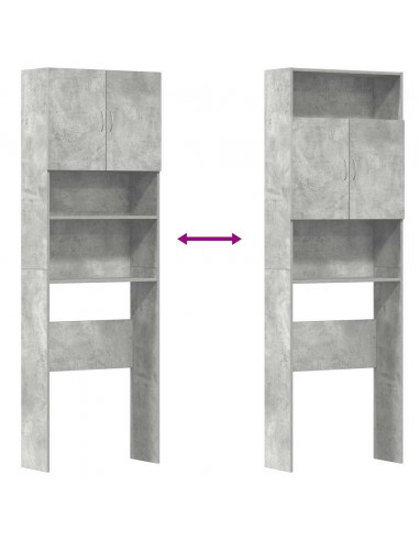 Mobile Lavatrice Grigio Cemento 64x24x190 cm Legno Multistrato