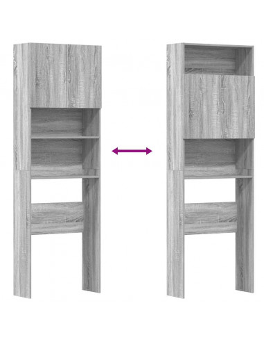 Mobile Lavatrice Grigio Sonoma 64x24x190 cm Legno Multistrato