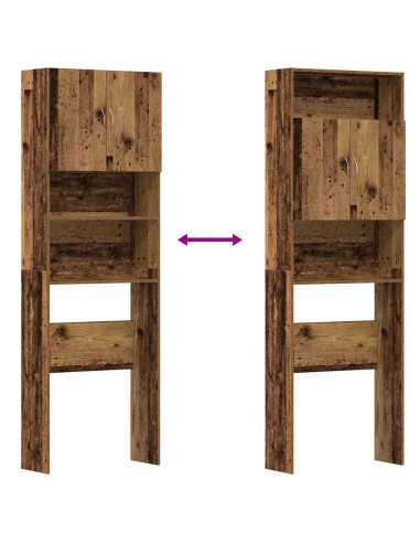 Mobile Lavatrice Legno Antico 64x24x190 cm in Legno Multistrato