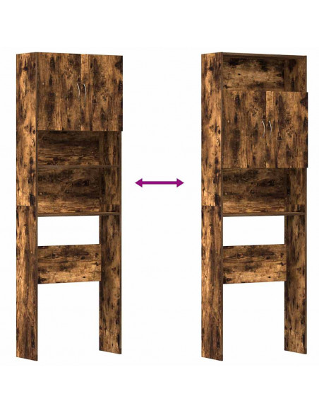 Mobile Lavatrice Rovere Fumo 64x24x190 cm Legno Multistrato