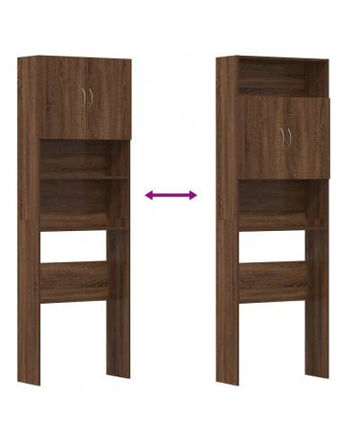 Mobile Lavatrice Rovere Marrone 64x24x190 cm Legno Multistrato