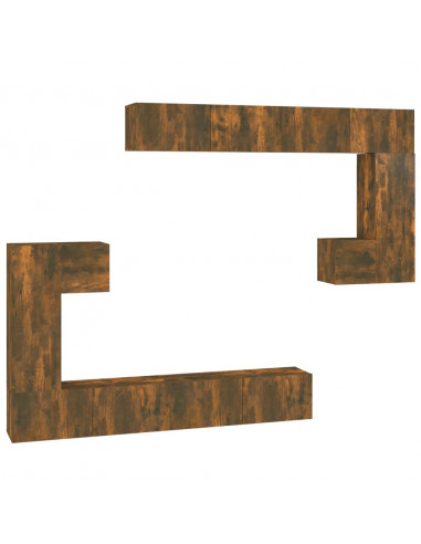 Mobile Porta TV a Parete Rovere Fumo in Legno Multistrato