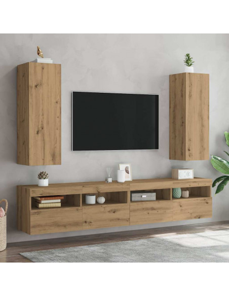Mobili TV 2 pz Artigianale 30,5x30x90 cm Legno Multistrato