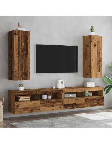 Mobili TV 2 pz Legno Antico 30,5x30x90 cm in Legno Multistrato