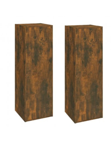 Mobili TV 2 pz Rovere Fumo 30,5x30x90 cm in Legno Multistrato