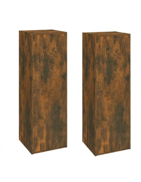 Mobili TV 2 pz Rovere Fumo 30,5x30x90 cm in Legno Multistrato