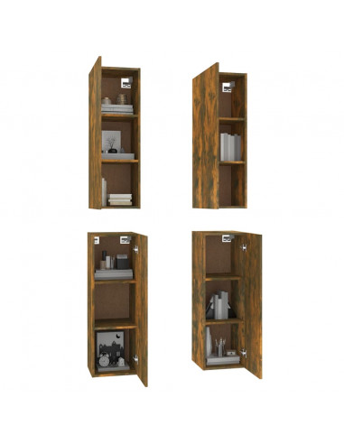 Mobili TV 4 pz Rovere Fumo 30,5x30x90 cm in Legno Multistrato