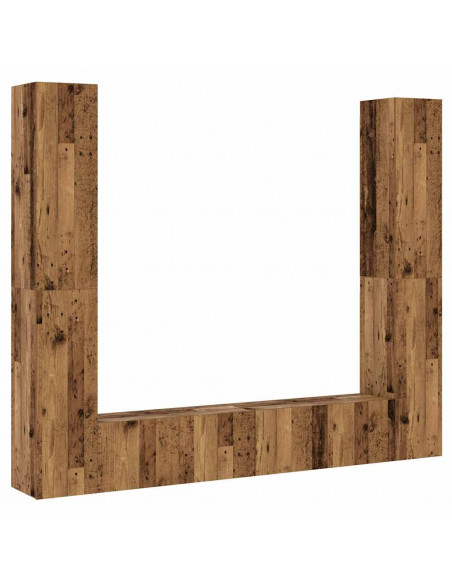 Mobili TV a Parete 6 pz Legno Vecchio Legno Multistrato